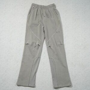 Grailz Ribbed Knee Pleated Geometric Embroidered Sweatpants